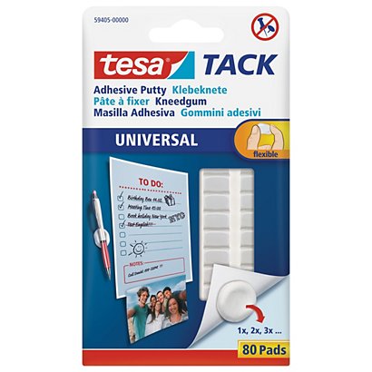 tesa® TACK® Masilla adhesiva moldeable, blanco, 80 pastillas - 1