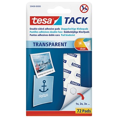 tesa® TACK® Puntos adhesivos de doble cara, transparentes, 72 puntos - 1