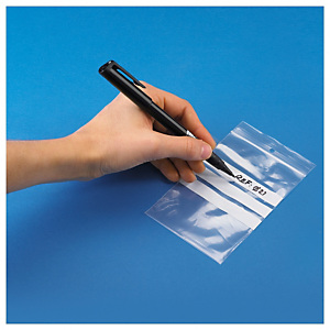 Testpakket transparante gripzakjes met witte stroken 50 micron Raja Testpakket transparante gripzakjes met witte stroken 50 micron Raja