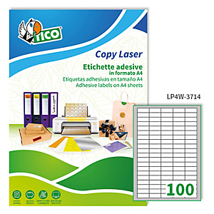 TICO Etichette adesive LP4W - in carta - angoli arrotondati - permanenti - 37 x 14 mm - 100 et/fg - 100 fogli - bianco TICO Etichette adesive LP4W - in carta - angoli arrotondati - permanenti - 37 x 14 mm - 100 et/fg - 100 fogli - bianco