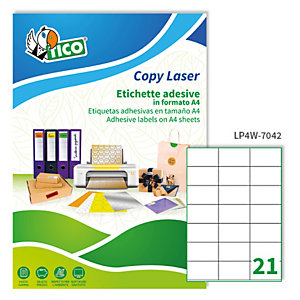 TICO Etichette adesive LP4W - in carta - laser - permanenti - 70 x 42,3 mm - 21 et/fg - 100 fogli - bianco
