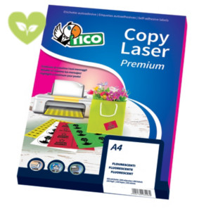 TICO Etichette in carta fluorescente, Per stampanti laser e inkjet, A4, 70 fogli, 1 etichetta per foglio, Rosso Fluo