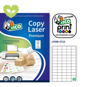 TICO Etichette multifunzione, Angoli arrotondati, Per stampanti Laser, Inkjet, 37,5 x 23,5 mm, 100 fogli, 60 etichette per foglio, Bianco