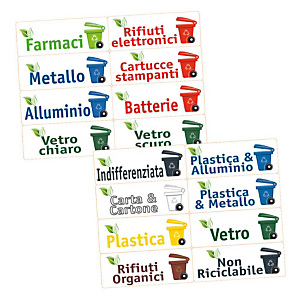 TICO Etichette per la raccolta differenziata, PVC, 120 x 45 mm TICO Etichette per la raccolta differenziata, PVC, 120 x 45 mm