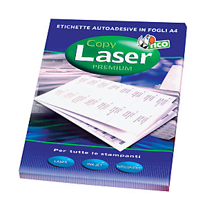 TICO Etiqueta de papel autoadhesiva permanente, 148 x 105 mm, 100 hojas, 4 etiquetas por hoja A4, blanco