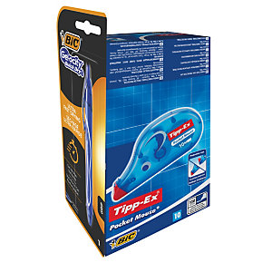 Tipp-Ex Roller de correction Pocket Mouse 4,2mm x 10m Bleu translucide - Pack de 10 rollers + 1 styl