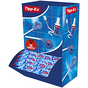 Tipp-Ex Roller de correction Pocket Mouse 4,2mm x 10m Bleu translucide - Pack de 15 + 5 OFFERTS