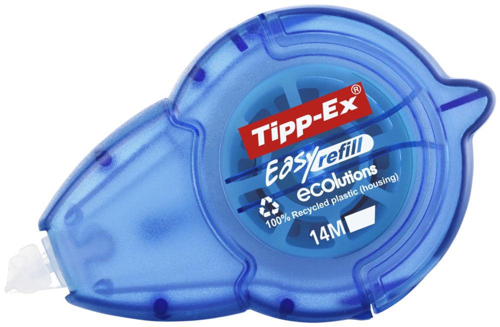 Tipp-Ex Roller de correction rechargeable Easy Refill Ecolutions 5mm x 14m Bleu translucide - Pack de 15 + 5 OFFERTS
