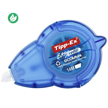 Tipp-Ex Roller de correction rechargeable Easy Refill Ecolutions 5mm x 14m Bleu translucide - Pack de 15 + 5 OFFERTS - 1