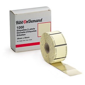 Étiquette carrée adhésive 35 mm x 35 mm + couleur pour imprimante RibbonDemand