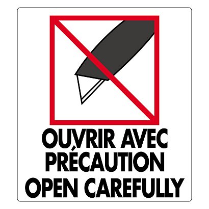 Étiquette d'expédition Ouvrir avec précaution Open carefully 90x100 mm - 1