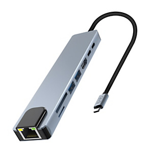 TNB HUB Iclick USB-C 8 en 1 - Port RJ45 / HDMI / USB-A / USB-C et lecteur de cartes SD et Micro SD TNB HUB Iclick USB-C 8 en 1 - Port RJ45 / HDMI / USB-A / USB-C et lecteur de cartes SD et Micro SD