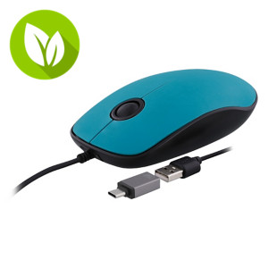 TNB Sunset Ratón óptico con cable USB-A y USB-C, ambidiestro, 3 botones y rueda de desplazamiento, 1.000 dpi, azul, MUSUNSETBL TNB Sunset Ratón óptico con cable USB-A y USB-C, ambidiestro, 3 botones y rueda de desplazamiento, 1.000 dpi, azul, MUSUNSETBL