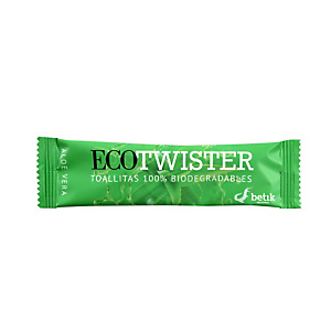 Toallita refrescante con Aloe Vera, 100 % biodegradable. Medidas de la toallita 16 x 27 cm. Toallita refrescante con Aloe Vera, 100 % biodegradable. Medidas de la toallita 16 x 27 cm.