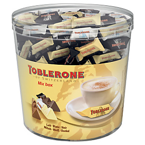 Toblerone Boîte de 113 Mini 8g - Tiny Lait / Blanc / Noir Toblerone Boîte de 113 Mini 8g - Tiny Lait / Blanc / Noir