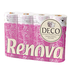 Toiletpapier Renova 4-laags met lotion, set van 12 rollen Toiletpapier Renova 4-laags met lotion, set van 12 rollen