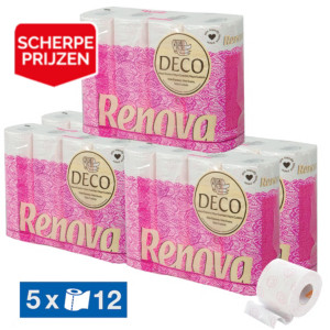 Toiletpapier Renova 4-laags met lotion, set van 60 rollen