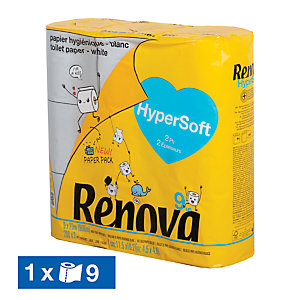 Toiletpapier Renova Hypersoft 2-laags, doos van 9 rollen
