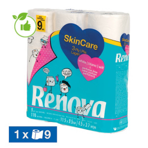 Toiletpapier Renova SkinCare 3-laags, set van 9 rollen