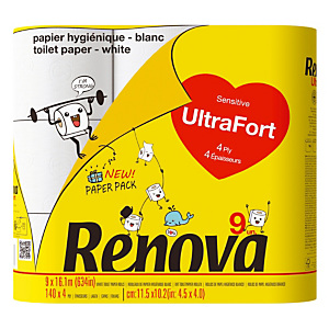 Toiletpapier Renova Ultrafort 4-laags, set van 9 rollen Toiletpapier Renova Ultrafort 4-laags, set van 9 rollen