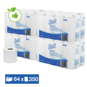 Toiletpapier Scott Essential 2-laags, set van 64 rollen