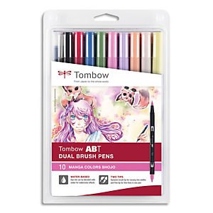 TOMBOW Pochette de 10 feutres double pointe ABT brush Manga Soho. Feutres base eau double pointe.