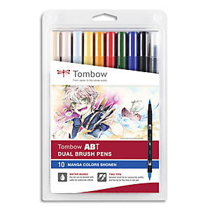 TOMBOW Pochette de 10 feutres double pointe ABT brush MangaShonen. Feutres base eau double pointe. TOMBOW Pochette de 10 feutres double pointe ABT brush MangaShonen. Feutres base eau double pointe.