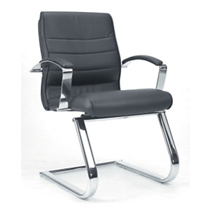 TOPSTAR Lux Sillón de confidente, piel de alta calidad, estructura acero cromado, negro TOPSTAR Lux Sillón de confidente, piel de alta calidad, estructura acero cromado, negro