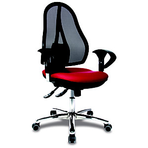 TOPSTAR Open Point Sincro Deluxe Silla de oficina, malla y tela, altura 101-109 cm, rojo y negro