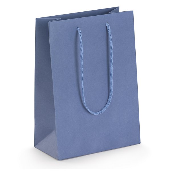 Torba kraft lux z bawełnianymi uchwytami 190x270x100 mm granatowa - 3