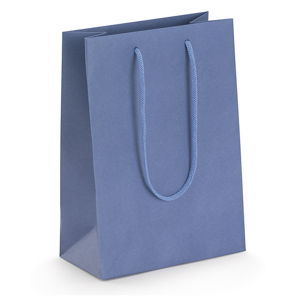 Torba kraft lux z bawełnianymi uchwytami 190x270x100 mm granatowa - 1