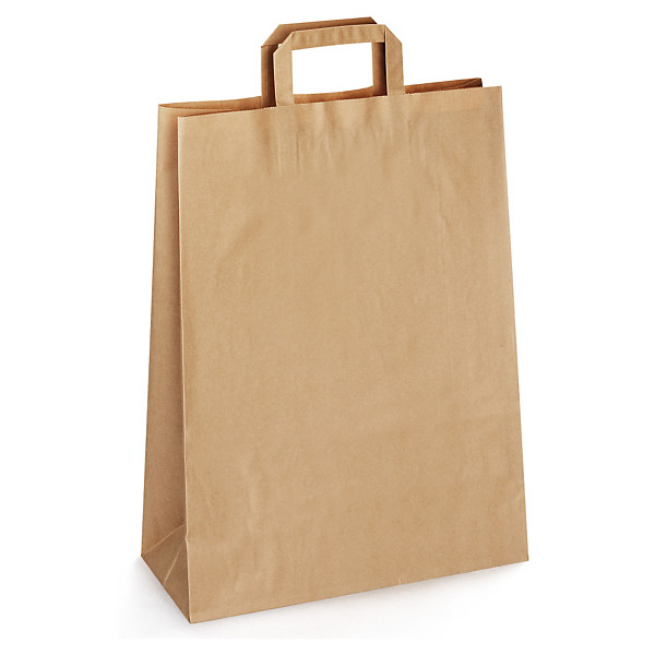 Torba papierowa brązowa 90 g/m2 320x410x130, z płaskim uchwytem - 1