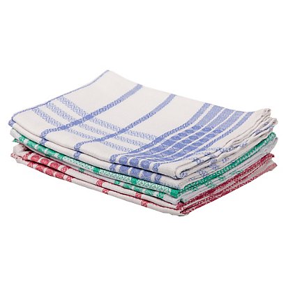 Torchons vaisselle coton et lin 50 x 70 cm 195 g/m2 coloris assortis, lot  de 6 - Essuie-mains textile