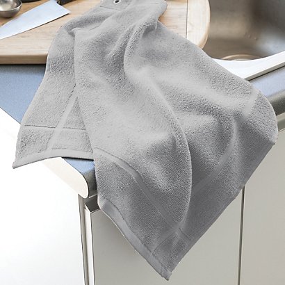 Torchons vaisselle éponge coton 40 x 40 cm 450 g/m2 gris, lot de 3 -  Essuie-mains textile