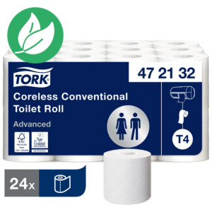 Tork Advanced papier toilette en rouleaux standard sans tube, double épaisseur, gaufré, 400 feuilles - Blanc - Carton 24 rouleaux Tork Advanced papier toilette en rouleaux standard sans tube, double épaisseur, gaufré, 400 feuilles - Blanc - Carton 24 rouleaux