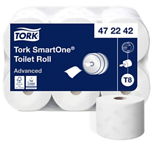 Tork Advanced T8 Jumbo Rollo de papel higiénico, 2 capas, 1150 hojas, en relieve, 134 mm, blanco Tork Advanced T8 Jumbo Rollo de papel higiénico, 2 capas, 1150 hojas, en relieve, 134 mm, blanco