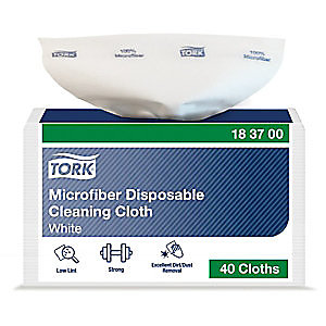 Tork Chiffon de nettoyage en microfibre jetable - Blanc - Lot de 40