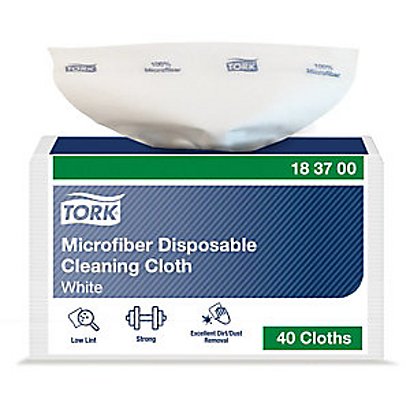Tork Chiffon de nettoyage en microfibre jetable - Blanc - Lot de 40