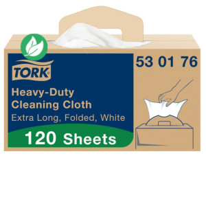 Tork Chiffon de Nettoyage ultra-résistant blanc W7 distribution feuille-à-feuille - 530176 - Paquet de 120 chiffons Tork Chiffon de Nettoyage ultra-résistant blanc W7 distribution feuille-à-feuille - 530176 - Paquet de 120 chiffons