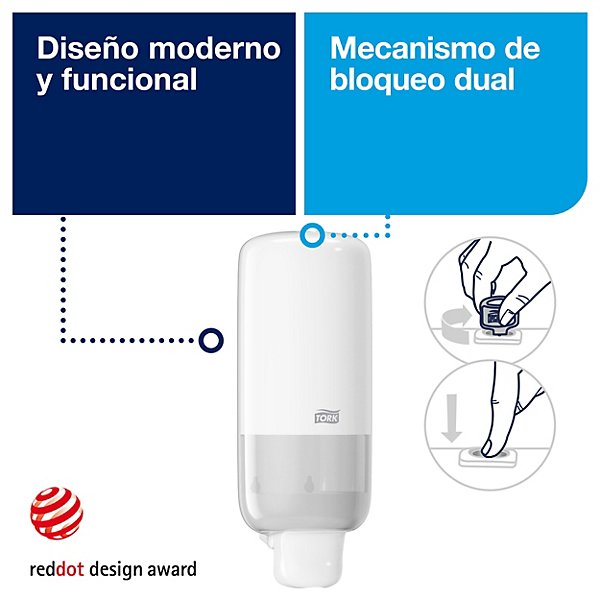 Tork Dispensador para Jabón Blanco S4, Certificado de uso fácil, Línea Elevation, 561500 - 4