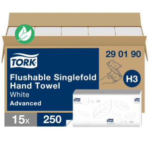 Tork Essuie-mains double épaisseur Advanced H3 blanc délitable pliage en C - 290190 - Lot de 15 paquets de 250 feuilles Tork Essuie-mains double épaisseur Advanced H3 blanc délitable pliage en C - 290190 - Lot de 15 paquets de 250 feuilles