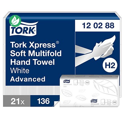 Tork Essuie-mains pliés Xpress Advanced soft - 2856 feuilles - 1