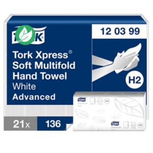 Tork Essuie-mains pliés Xpress Advanced soft - Gaufré - 120399 - 2856 feuilles Tork Essuie-mains pliés Xpress Advanced soft - Gaufré - 120399 - 2856 feuilles