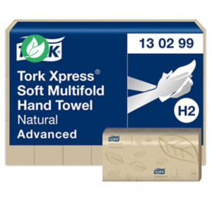 Tork Essuie-mains recyclé Xpress H2 enchevêtrés double épaisseur gaufré Naturel - 130299 - Lot de 21 rouleaux Tork Essuie-mains recyclé Xpress H2 enchevêtrés double épaisseur gaufré Naturel - 130299 - Lot de 21 rouleaux