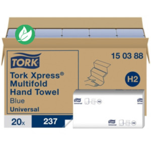 Tork Essuie-mains Xpress®  Universal H2 pliage en Z double épaisseur gaufré Bleu 237 feuilles - lot de 20