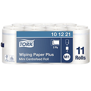 Tork Essuie-tout Mini M1 Wiping Paper Plus, double épaisseur, 214 feuilles, gaufré, recyclé, 215 mm, blanc Tork Essuie-tout Mini M1 Wiping Paper Plus, double épaisseur, 214 feuilles, gaufré, recyclé, 215 mm, blanc