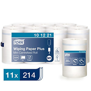 Tork Essuie-tout Mini M1 Wiping Paper Plus, double épaisseur, 214 feuilles, gaufré, recyclé, 215 mm,