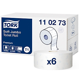 Tork Jumbo Soft T1 Rollo de papel higiénico Jumbo, 2 capas, 1800 hojas, hojas en relieve, 97 mm, blanco Tork Jumbo Soft T1 Rollo de papel higiénico Jumbo, 2 capas, 1800 hojas, hojas en relieve, 97 mm, blanco