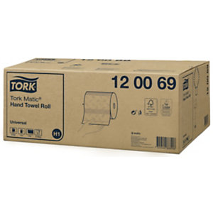 Tork Matic® Universal H1 Rollo de toallitas de papel, 2 capas, en relieve, 210 mm, blanco