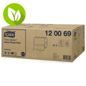Tork Matic® Universal H1 Rollo de toallitas de papel, 2 capas, en relieve, 210 mm, blanco